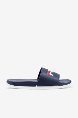 FILA Drifter Luxe Slides Navy / White,Mens Shoes | CA.MFALHQ178